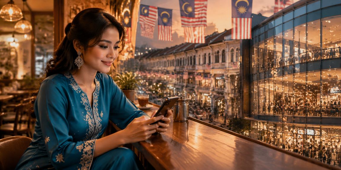 Pengguna Ipoh bermain kasino mudah alih dengan pakaian baju kurung bergaya tempatan