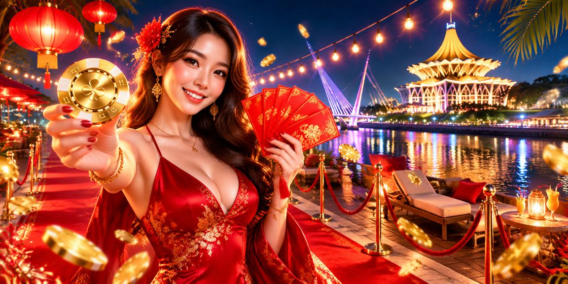 Bonus sampul merah Kuching Tahun Baru Cina dengan suasana perayaan dan hiburan tempatan